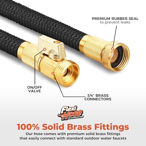Flexi Hose with 8 Function Nozzle, 25FT - Lightweight Expandable Garden Hose, No-Kink Flexibility, 3/4 Inch Solid Brass Fittings and Double Latex Core - Image 6