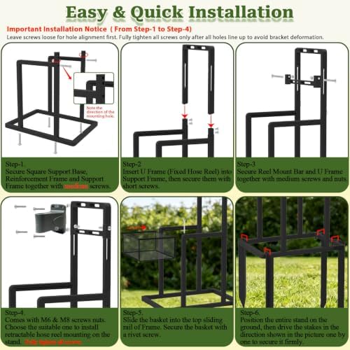 Retractable Hose Reel Stand, Ground Mounted, Adjustable, Fit Most Hose Reel - Image 3