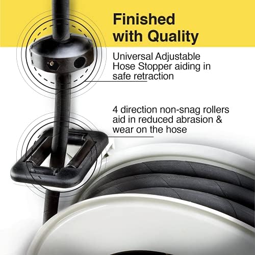 ReelWorks Oil Hose Reel Retractable 1/2" Inch x 50' Foot Long Premium Commercial SAE100R1AT Hose Max 2320 Psi Spring Driven Steel Construction Heavy Duty Industrial Single Arm and L-Shape Base - Image 5