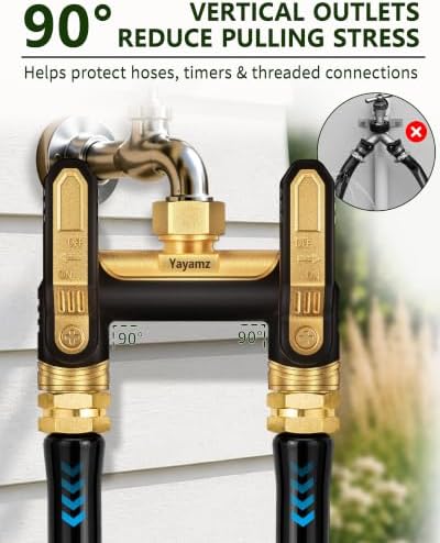 Garden Hose Splitter 2 Way, Heavy Duty Metal Water Spigot Splitter - Image 4
