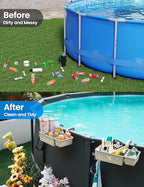 SUMMERBUDDY 2 Sets Upgrade Poolside Storage Basket, Above Ground Pool Storage Basket with Pool Cup Holder, For Steel Round or Oval Frame Above Ground Pools, Fits 3 Inch or Less Top Rail - Image 4