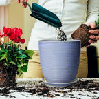 10 Inch Plant Pot - Round Ceramic Planter with Drainage Hole and Plant Saucer Indoor Outdoor for Decoration, Modern Home Garden Office Decor, House Warming Gifts, Blue-Purple - Image 4