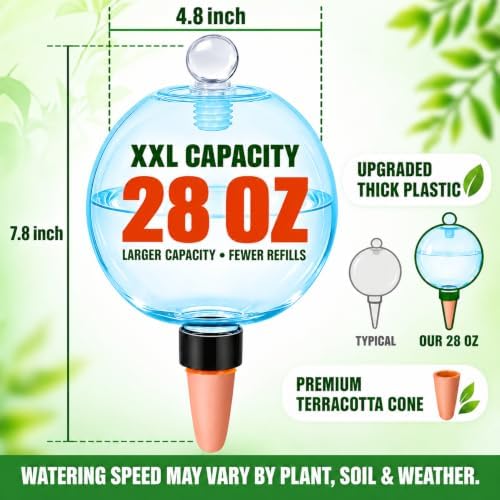 2 Pack 28 oz XXL Extra Large Self Watering Globes to 3+ Weeks Watering - Image 2