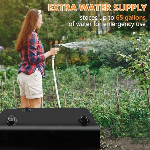 Rodelna Water Storage Bladder, Water Tank 65 Gallon Foldable Portable Water Storage, Large Water Storage Containers with 3/4" PVC Spigot and Overflow Kit for Camping, Garden, Emergency Water Storage - Image 3