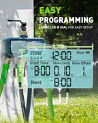 RAINPOINT Sprinkler Timer, 4 Outlets Hose Timer with Brass Inlet with Rain Delay/Manual/Automatic Controller System, Programmable Digital for Lawn Yard (Baby Blue, 4 outlets) - Image 5