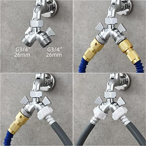 Tecmolog 2 Way Brass Hose Splitter Heavy Duty 3/4" Garden Hose Splitter with Shut Off Valve Chrome, DSF017A - Image 3