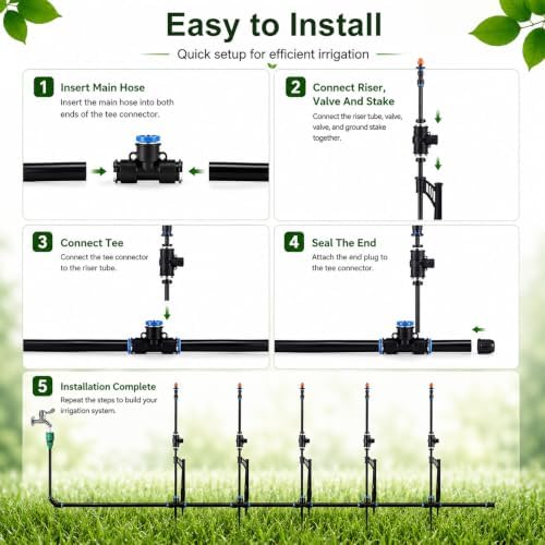 Adjustable Sprinkler with Micro Spray Mister Emitters, 360° Brass Nozzle - Image 7