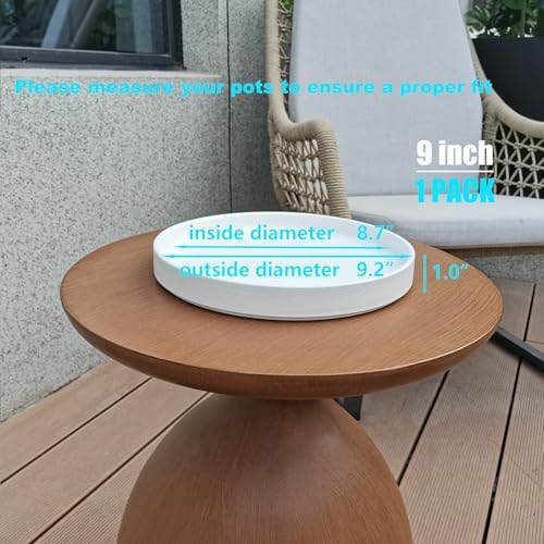 Plant Tray for Pots - 9 Inch Ceramic Plant Saucer for Indoors, Plant Water Tray Plant Drainage Dray Decorative Flower Pot Saucer Plant Plates to Catch Water(Frosted White) - Image 3