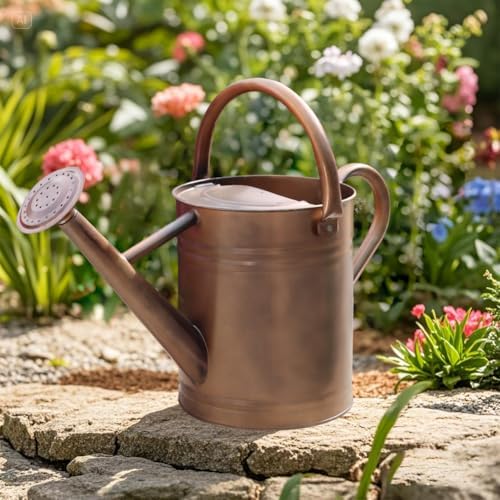 Galvanized Metal Watering Can 1 Gallon for Outdoor Garden Plants - Image 2