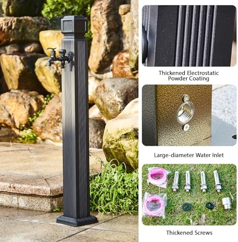 Freestanding Faucet Antifreeze Faucet,Outdoor Garden Hose Holder Stand,Decorative Water Feature Fountain Water Hydrant,for Villa Courtyard, Outdoor Park(W110cm/43.3in) - Image 6