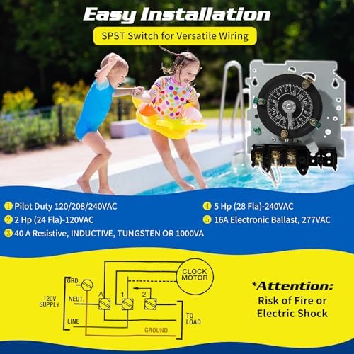 T101M Mechanical Timer Switch120V AC 2HP 40A SPST Electromechanical Timers - Image 2
