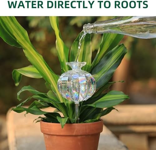 Soilagua 10 oz Large Top Fill Cactus Plant Watering Globes, Light Iridescent Glass Water Bulbs, Slow Release Self Watering Devices, Vacation Plant Watering System Self Watering Planter Insert, 4 Pack - Image 5
