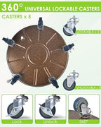 PACETAP 2Pack 15.7'' Large Plant Stand with Lockable Wheels, Heavy-Duty Plant Caddy with Casters for Indoor and Outdoor, Round Rolling Plant Stands Garden Pot Mover to Carry Potted Flower Pot - Image 4