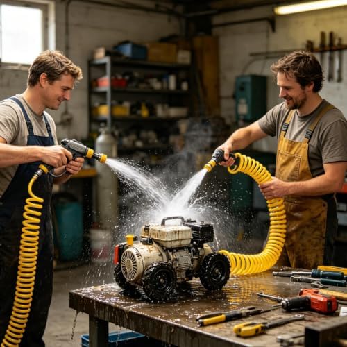 Retractable Spring Garden Hose With Multi Spray Nozzle, Portable ABS Water - Image 2