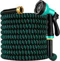 Expandable Garden Hose 50 ft with 10 Function Spray Nozzle, Flexible, Kink Free, Leak-Proof, Ultra Lightweight Retractable Stretch Water Hose 50ft for Yard, Lawn, Car Wash and Outdoor (Black Cyan) by Smainder
