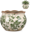 Geetery Ceramic Planter Pot 7.1 Inch Round Plant Pot, Vintage,Green,Small by Geetery