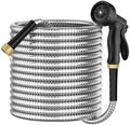 BlueGarden Metal Garden Hose 50 ft with 10 Function Nozzle,No Kinking,Flexible,Heavy Duty & Lightweight Water Pipe,Stainless Steel Outdoor Water Hose for Yard and Lawn,Non-Expandable 50 feet by BlueGarden