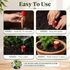 6 Pack Terracotta Watering Spikes with Lids and 3 Shovels Plant Watering Devices Wine Bottle Automatic Plant Slow Release Self Planting Stakes for 5”-9” Pots(4.92 x 1.57 x 1.57 Inches) - Image 3