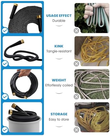 50 FT Garden Hose, Non-Expanding Water Hose, Ultra Flexible, Burst-Resistant, Kink-Free, High-Pressure Garden Hose for Easy All-Weather Use on Lawns, Gardens, and Outdoor Cleaning - Image 4