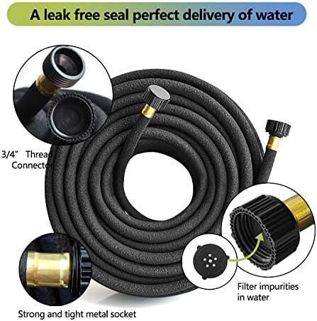 Soaker Hose 25 ft 3-Pack for Garden Beds with Kit, 1/2’’ Soaker Hose 75 ft Heavy Duty, 70% Water Saving Drip Hose Irrigation for Lawn, Landscaping, Garden (Black, 25 FEET x 3PACK) - Image 2