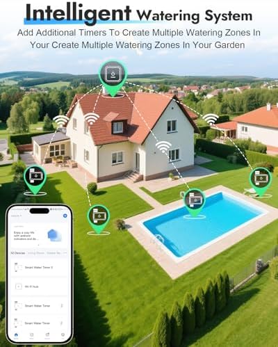 Insoma WiFi Sprinkler Timer, Water Timer for Garden, Smart Hose Timers with Hub Support 2.4GHz WiFi & Bluetooth, Rain Delay & Manual Watering, App/Voice Control Work with Alexa & Google Assistant - Image 7