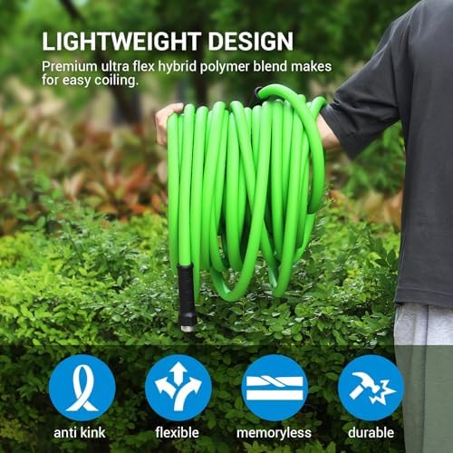 DEWENWILS Garden Hose 75 ft x 5/8", Water Hose with Swivel Handle, Heavy Duty, Lightweight, Flexible Hose for Plants, Car, Yard, 3/4 Inch Solid Fittings, Drinking Water Safe HHGH75A1 - Image 5