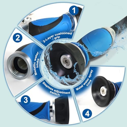 Metal Garden Hose 25 Ft Flexible Stainless Steel Garden Hose Lightweight, Heavy Duty Water Hose With High Pressure Hose Nozzle Sprayer for Garden, Lawn(25 FT) - Image 5