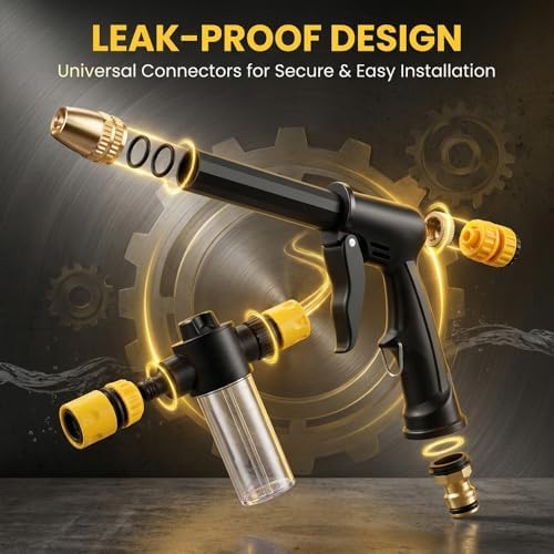 High Pressure Hose Nozzle, Adjustable Water Spray Gun with 4 Spray Modes, Metal Garden Hose Sprayer for Car Wash, Plants Watering, Patio & Outdoor Cleaning (2, Washer Gun) - Image 5