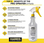 HARRIS Professional Spray Bottle 32oz (9-Pack), All-Purpose for Cleaning and Plants with Clear Finish, Pressurized Sprayer, Adjustable Nozzle and Measurements - Image 2
