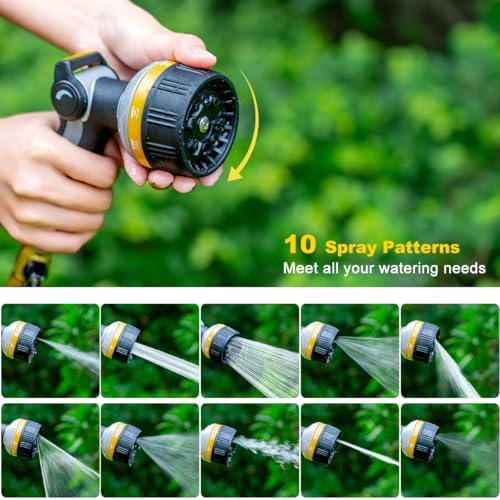 FANHAO Metal Thumb Control Garden Hose Nozzle Heavy Duty, 10 Spray Patterns - Image 5