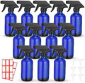 Norme 12 Pcs 8 oz Glass Spray Bottles, Funnels and Labels, Blue, Classic by Norme