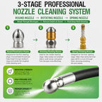 100 ft Slim Drain Cleaning Hose for Pressure Washer, 3 Nozzles - Image 5