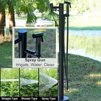 Stainless Steel Freestanding Hose Stand for Outdoor Faucet Vertical Garden Water Column for Yard Outdoor Spigot Hose Bib Holder (B 2 Holes Column with(B 2 Holes Column with Spray Gun) - Image 4