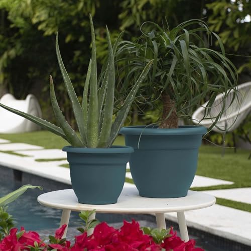 Bloem Ariana 8" Plastic Self-Watering Planter, Charleston Green, 4-Pack - Image 2