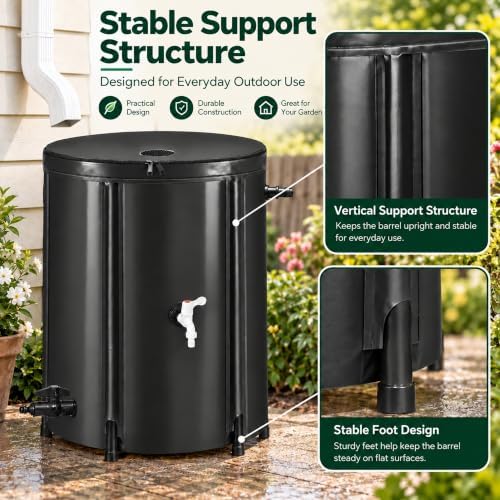 Rain Catchers for Outside, 53 Gallon Collapsible Rain Barrel with Spigot - Image 4