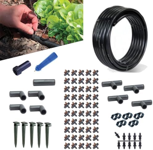 BlueBarrel™ Gravity-Fed Drip Irrigation Kit with Bubbler Emitters: No-Pressure/Low-Pressure Irrigation for Rain Barrels, Rain Tanks, & Cisterns. Made in USA by BlueBarrelRainwaterCatchment
