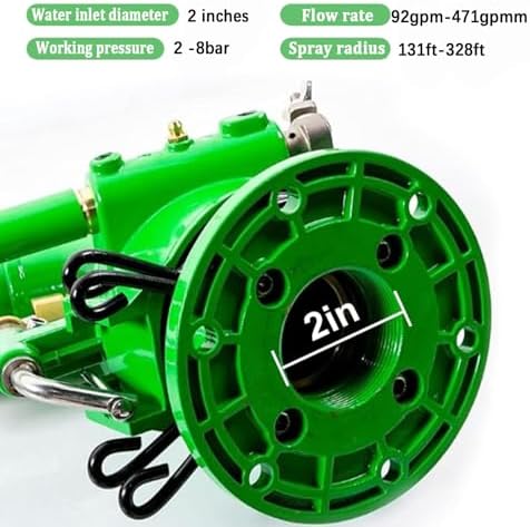 Farm Irrigation Sprinkler, 2" Farm Irrigation Spray Gun, 360° Rotary Large Area Watering Spray, Flange Connection, for Farmland, Farm, Industrial Dust Removal - Image 3
