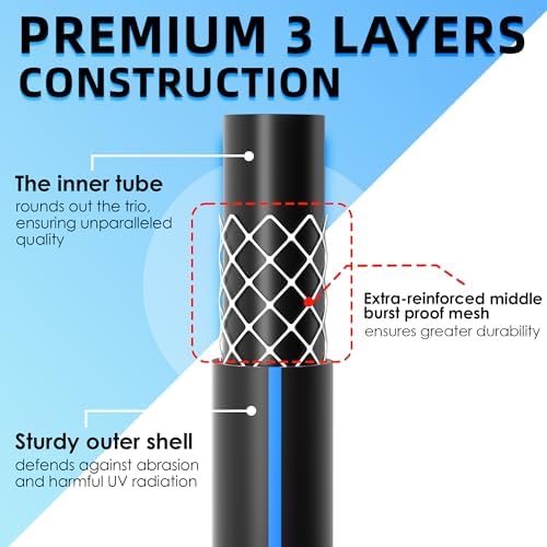 5/8 IN. × 10FT. Heavy Duty Hybrid Garden Hose, High Flow 5/8" I.D. No Memory Durable Lightweight Water Hose Leader Hose for Watering, Irrigation, Water Transfer Pump - Image 4