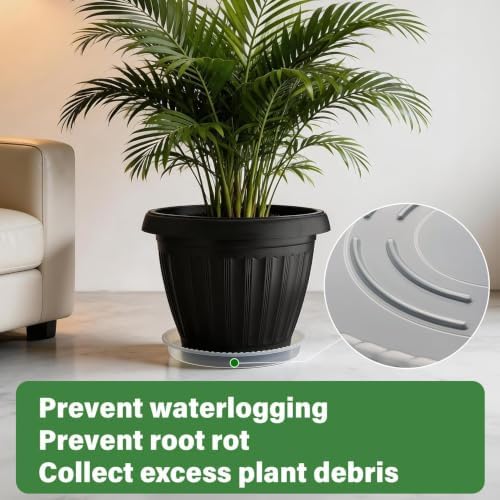 RooTrimmer 10 Pack 15 Inch Clear Plant Saucers, Thick Plastic Drip Trays - Image 5