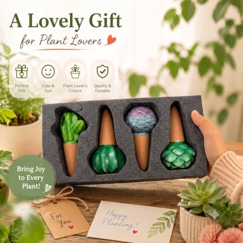 SURE YUESI 4PCS Self Watering Globes, Automatic Terracotta Watering Bulbs - Watering Spikes, Vacation Plant Watering Devices System, Plant Watering Globes for Indoor and Outdoor Plants - Cactus - Image 6