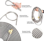 Metal Garden Hose 25 ft Water Hose 304 Stainless Flexible Lightweight Outdoor Yard Strong Durable Heavy Duty Hose Pipe with 10-Way Nozzle Solid 3/4" Brass Connectors No Kink Leakproof Outside - Image 2