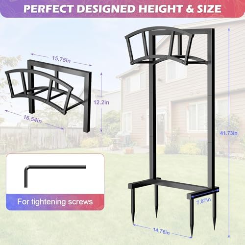 Garden Hose Holder Freestanding, Outdoor Heavy Duty Water Hose Holder Reel with 4 Spikes Holds 150-ft Water Pipe, Detachable Metal Hose Storage Stand Hanger Rack for Outside Yard Lawn Farm, Black - Image 5