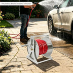 164ft Stainless Steel Garden Hose Reel, Wall Mount/Floor/Cart with Crank - Image 3