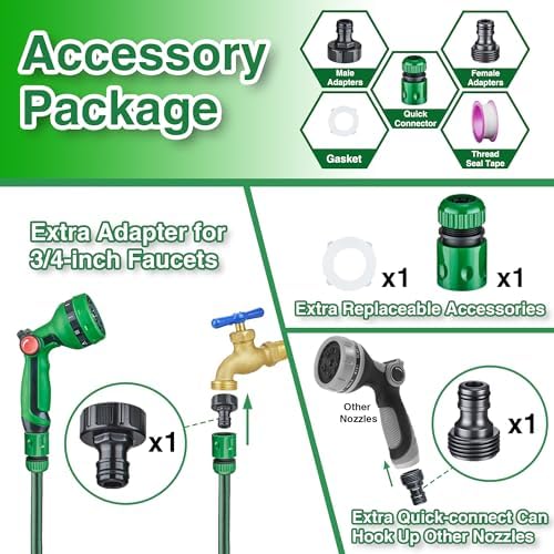 1/2" x 50FT Retractable Garden Hose Reel，With 10 Patterns Spray Nozzle，Portable Heavy Duty Garden Hose Holder for Garden Watering，Car & Patio Washing，Pet Cleaning（Green） - Image 4