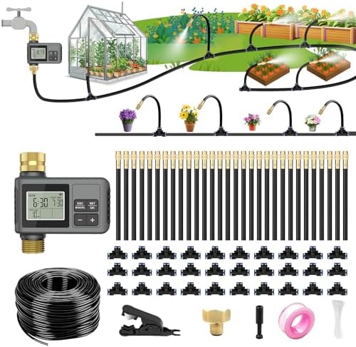 120FT Drip Irrigation System with Smart Water Timer by HEKIWAY