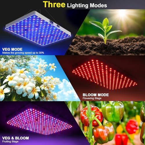 Remote Control LED Grow Light, 100 Watt Dimmable Full Spectrum Plant Light, 3 Lighting Modes Grow Lights for Indoor Plants Seed Starting Seedlings Vegetable, Hanging Growing Lamp for 2x2/3x3 Grow Tent - Image 3