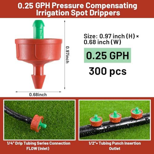 300pcs 0.25 GPH Pressure Compensating Drippers for Drip Irrigation - Image 2