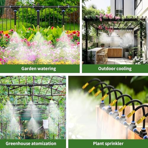 200Ft 1/4” Drip Irrigation System – Drip Irrigation Kit & Garden Watering System with 32 Pcs 360° Adjustable Copper Nozzles, Automatic Mist Spray for Raised Bed, Lawn, Garden & Potted Plants - Image 5