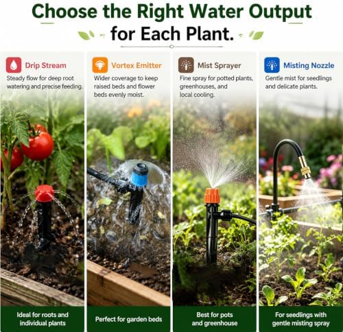 230FT Drip Irrigation System, Garden Watering Kit with 33FT 1/2 in Main Tube, 197FT 1/4 in Tube, 40 Adjustable Emitters, Misters and Sprayers for Raised Beds Greenhouse, Size: 230FT - Image 5