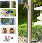 304 Stainless Steel Cylindrical Vertical Garden Water Column, Freestanding Hose Stand with Faucet, Vertical Water Hydrant Decorative Water Feature Fountain Stainless Steel Color H33.9in - Image 2